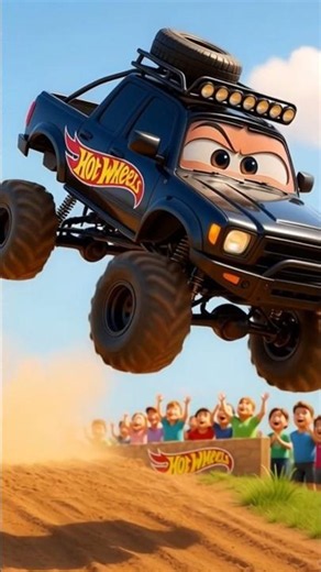 Mega Jump! Can This Hot Wheels Truck Clear The Crowd? 🏁 #MonsterTruck #HotWheelsLetsRace #kidsfun