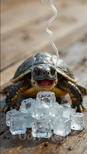🐢❄️ Turtle Eating Crunchy Ice Cubes ASMR | Ultra Realistic Close-Up Sounds #viral #trending
