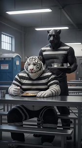 The tiger in prison... and the Albino helped him... 😱😭 #cat #kitty #iacat #catia #ia @🍬 Nelson Balla 🧩🪬