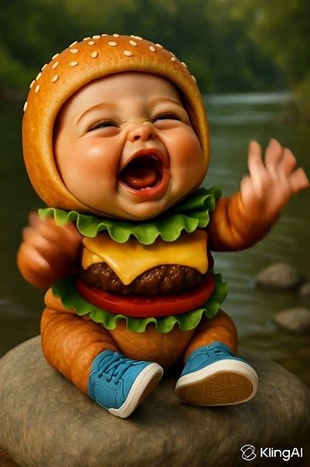 Cutest Baby Dressed as a Hamburger Eating Food | Adorable Viral Video 🍔 #asmr#relaxing #asmrtriggers
