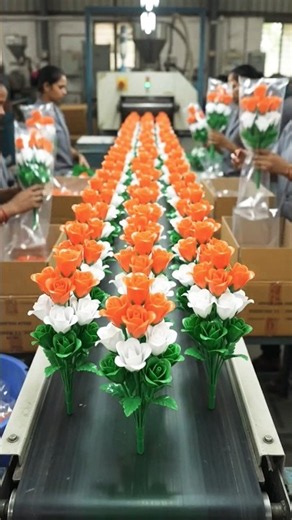 How Tiranga Plastic Flowers Are Made in a Factory #factoryprocess