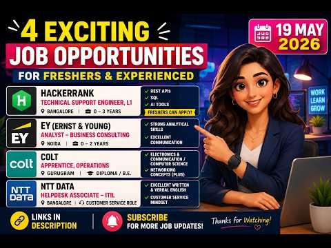 EY | HackerRank | NTT Data | Colt Hiring | Freshers & Experienced | Apply Now!