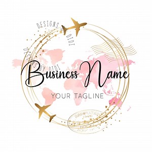 Travel Logo, Gold Pink Travel Logo Design, Travel Business Logo, Logo Design Travel, Travel Agent Logo, Travel Graphic Design, Vector Logo - Etsy