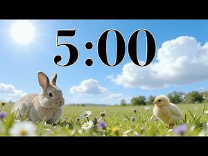 5 Minute Spring Timer | Cute Easter Vibes, Bunny, & Chick Classroom Countdown | Calm Music & Nature