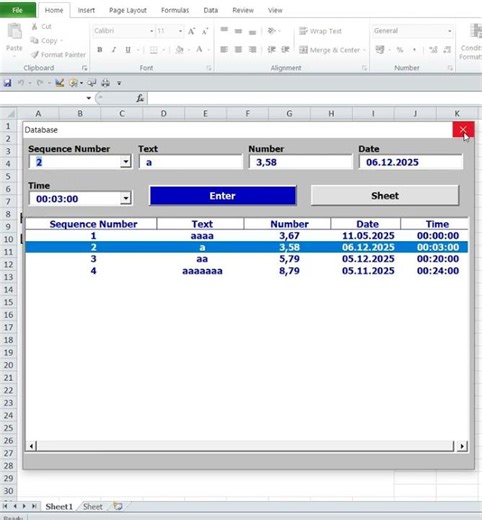 Creating your own database program in Excel VBA using basic components