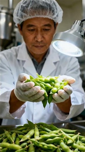 How frozen edamame is made in a factory