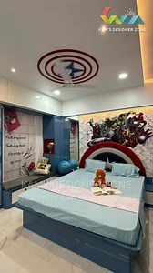 Bring your little hero’s 🦸‍♂️dream to life with this Avengers-themed bedroom! From the bold Avengers wallpaper behind the bed, it’s a space designed to spark your little hero's imagination. Tag @avengers fans and let the adventure begin! Watch more bedroom designs - https://www.kamsdesigner.com/bedroom-design-ideas.aspx #kamsdesignerzone #kamsdesigner #kids #bedroomdecor #kidsbedroom #avengers #avengerbedroom #interiordesign #interiorstyling #interiordesigner | Kams Designer Zone