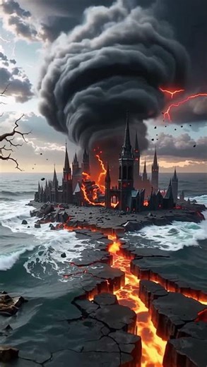 WTF! This Castle EXPLODES in a Lava-Filled Sea 🌋 (Craziest Visual Ever) #whatif #viral