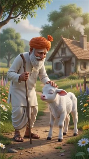 🌾🐄 Grandpa Farmer and the Little Calf's Morning Walk