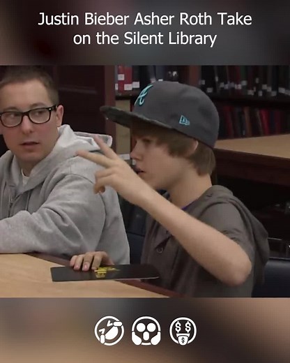 Justin Bieber & Asher Roth Hilarious Silent Library Challenge