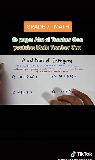 Grade 7 Math: Addition of Integers Tutorial
