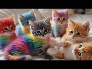 Colorful Rainbow Kittens Playing Together 🤩 🌈 | Heart-Melting Cute Cats #cutecats #rainbowcats
