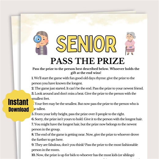 Senior Pass the Prize Game, Fun Senior Citizen Activity, Printable Senior Games, Seniors Memory Game, Pass the Gift, Elderly Games - Etsy