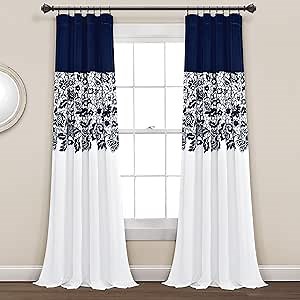 Amazon.com: LUSH DÉCOR Navy Lush Decor Estate Garden Print Curtains Light Filtering Window Panel Set for Living, Dining, Bedroom (Pair), Long Wide, 84 in x 52 : Home & Kitchen