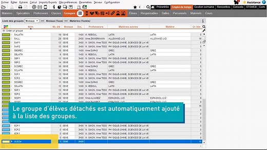 Créer un groupe d'élèves détachés