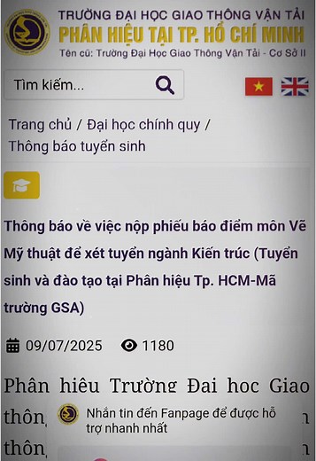 Thông báo mới nhất về ngành Kiến trúc tại UTC2