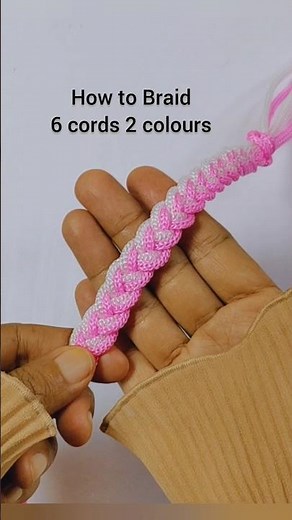 how to braid 6 cords with two colours easy #macramebracelet #paracordknots