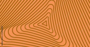Orange color growing triangle rings oscillating like radio waves over black background. Flat animated concentric triangles rings getting bigger shape background.