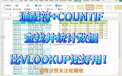 countif＋通配符，查找数据并统计数据，太厉害了