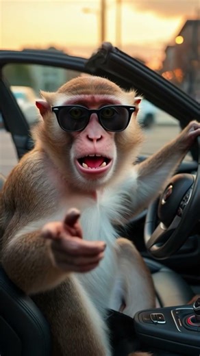 Funny Monkey Driving a BMW Like a Boss! 😂🐒🚗 #shorts