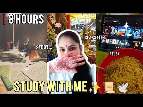 8 HOURS STUDY VLOG|| STUDY WITH ME||🌕✨||CLASS 11TH|| UNFILTERED CHESHTA JOURNEY 🧿
