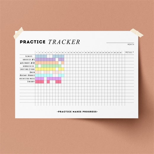 Instrument Practice Tracker PDF, Monthly Practice Log Printable, Piano Practice Tracker, Music Teacher Resource, Editable Canva Template - Etsy