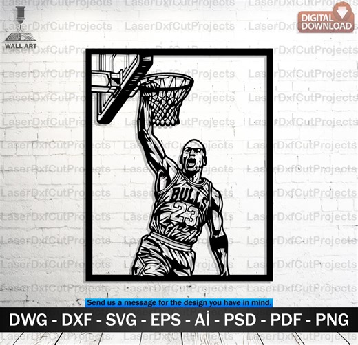 Michael Jordan SVG DXF – Laser Cut Metal Wall Art Digital File for CNC - Etsy