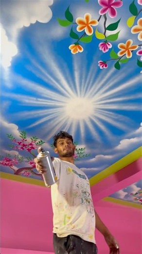Sky celing desigin painting bedroom 🏡 #wallpaiting #painting