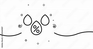 Humidity. Fresh air, Moisture, conditioner, drop, filtration, filter, climate control. Smart House concept. One line drawing animation. Motion design. Animated technology logo. Video 4K.