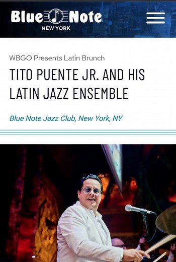 New York City, after 20 plus years I will be back on the world famous Blue Note Jazz Club stage this Saturday, November 22nd for the WBGO Latin brunch. Two shows 12:30pm and 2:30pm. Tito Puente,Jr. and his latin jazz ensemble live in concert for and afternoon of great food and exciting Latin and jazz music! Get your tickets now at bluenotejazz.com @bluenotenyc #bluenote #bluenoteny #bluenotenyc #bluenotejazz #bluenotejazzclub #titopuentejr #mambofied #oyecomova #latinjazz #mambomusic #concerts #