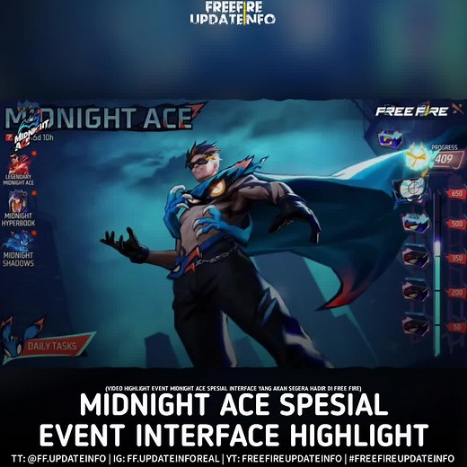 MIDNIGHT ACE EVENT INTERFACE HIGHLIGHT! 🗿 Hastag: #garena #ffmax #freefireupdateinfo #freefire
