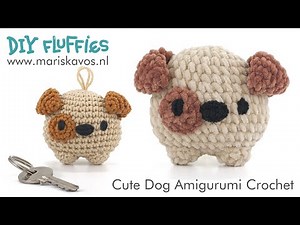 How to crochet - Easy Cute Dog Amigurumi keychain tutorial - great for beginners - English