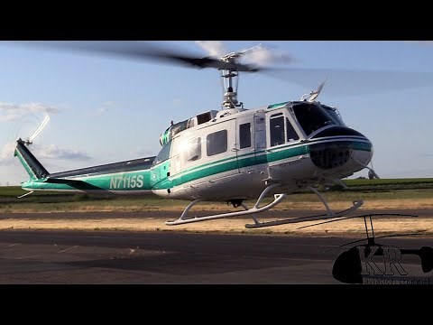 Bell UH-1H Huey startup and take off at Oakdale, CA