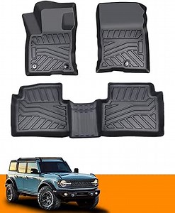 Floor Mats Compatible with Ford Bronco Sport 2023 2022 2021 4 Door TPE Custom Floor Liners All-Weather Car Mats Accessories Set 1st & 2nd Row Protective Floor