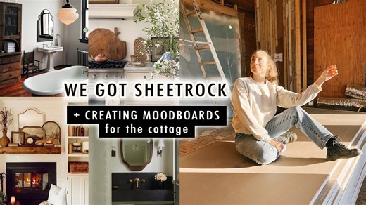 Sheetrock Installed as Moodboards Reveal Interior Design Direction at Historic Cottage