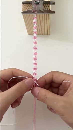 DIY Pink White Spiral Friendship Bracelet Tutorial Easy Knotting Technique #diy #knot