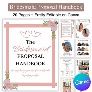 Bridesmaid Proposal Handbook Template, Canva Editable Bridesmaid Proposal Guide, Wedding Checklist, Itinerary, Timeline, Bridesmaid Booklet - Etsy