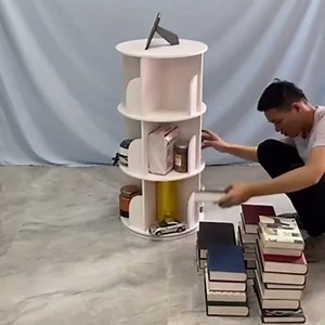 3 Tier 360° Rotating Stackable Shelves Bookshelf Organizer 360 Display Rotating Bookshelf Wood Book Shelf Organizer for Bedroom, Living Room, Study Room - Intexca