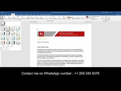 Shelly Cashman Word 2019 | Modules 4-7 | SAM Capstone Project 1a | SC_WD19_CS4-7 | Hankins Aerospace