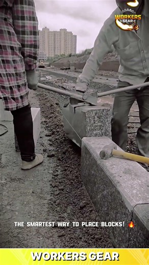 Smart Stone Installation Technique Using Lever Lifting Tool for Precise Block Placement