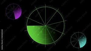 Animated green locator that shows the target, and two small radars on each side