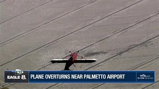 Eagle 8 HD is live over a plane that overturned in Manatee County | WFLA News Channel 8