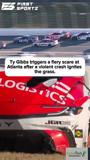 Ty Gibbs involved in a massive crash and car fire at Atlanta Motor Speedway #NASCAR #fblifestyles | FirstSportz Nascar