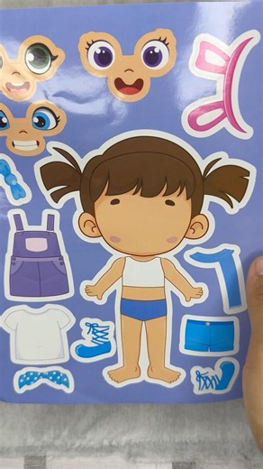 Cute Girl Sticker Dress Up 💙 Blue Outfit Paper Doll Fashion Makeover | Satisfying Stickers