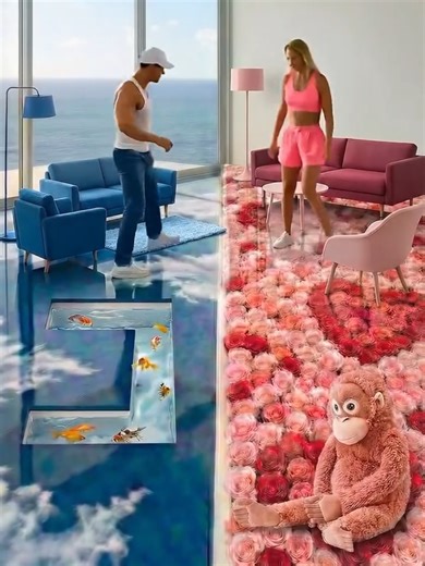 Nex-Level Interior Upgrade Double Layer Epoxy Floor 😍 With Insane Optical illusion #floordesigns #renovation #interiordesign #epoxyfloor