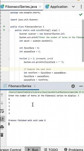 Java Program to Display Fibonacci Series #java #coding #interview
