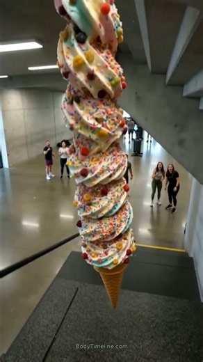 Frozen Yogurt Tower Collapses: Gym Stairs