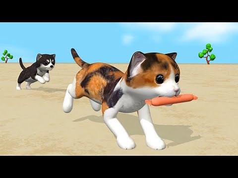 Cat and dog - cartoon for children