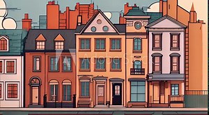 Looping Cityscape Animation: Illustrating a Dynamic Townscape with Urban Landscape and Residential Areas