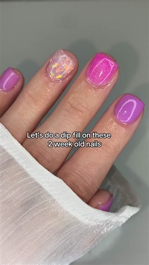 How to do a dip powder nail fill 💗✨ #nailsathome #nailsforbeginners #diynails #nailart #nailtutorial #nailinspo #dippowder #dippingpowder #dippednails #dippowdertutorial #nailfill #nailsoftiktok